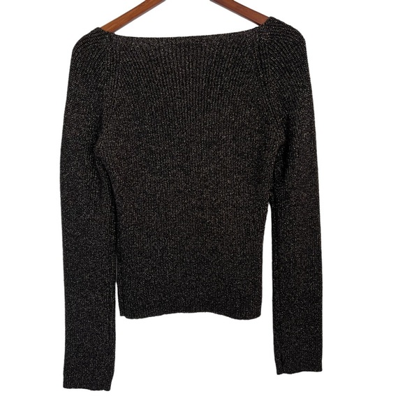 ASTR The Label Black Gold Square Neck Metallic Sweater - Picture 2 of 11